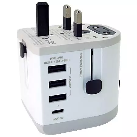 Всемирный дорожный адаптер USB-C PD 30Вт с разъемом UK
